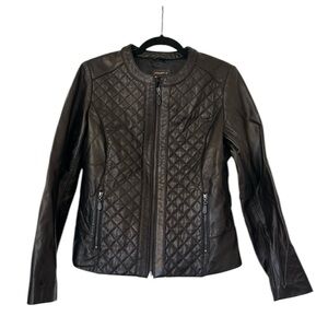 J. McLaughlin Women’s Zip Front Quilted Leather Jacket Size Medium Black